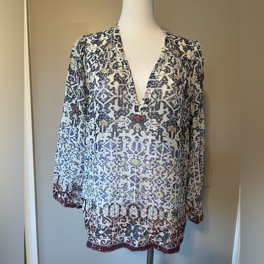 Joie silk print womens tunic blouse Size Medium